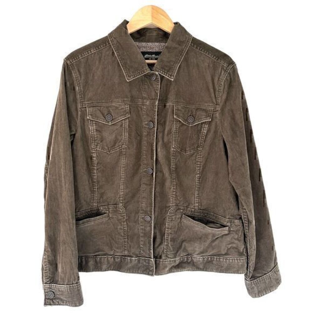 Eddie Bauer Olive/Brown Cotton Jean Jacket